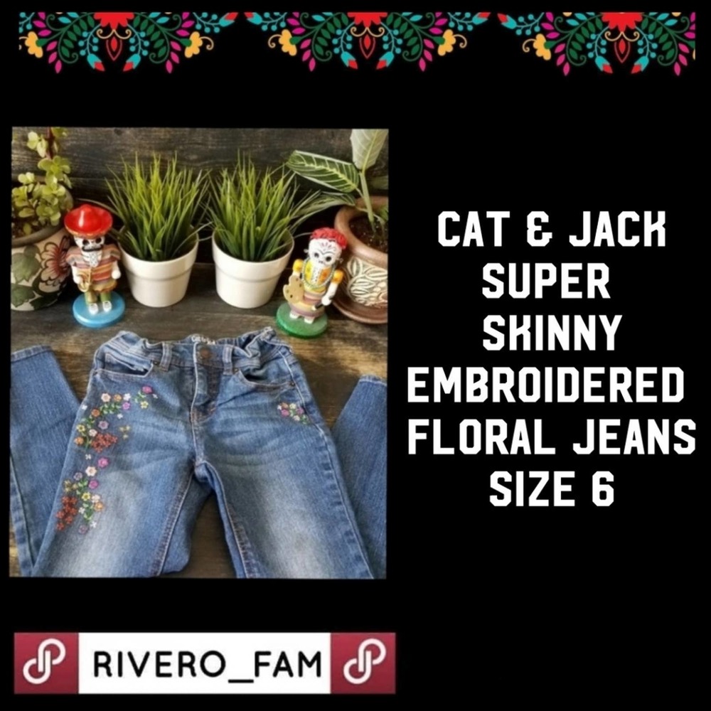 CAT & JACK | SUPER SKINNY FLORAL DETAIL JEANS